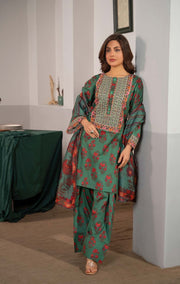 3pc Lawn embroidered suit with Farshi shalwar | ZARNAB | Raniyah.H