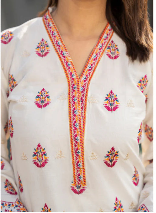 2 Pc Embroidered Lawn Co-Ords Set | Ready to Wear | Umnaa
