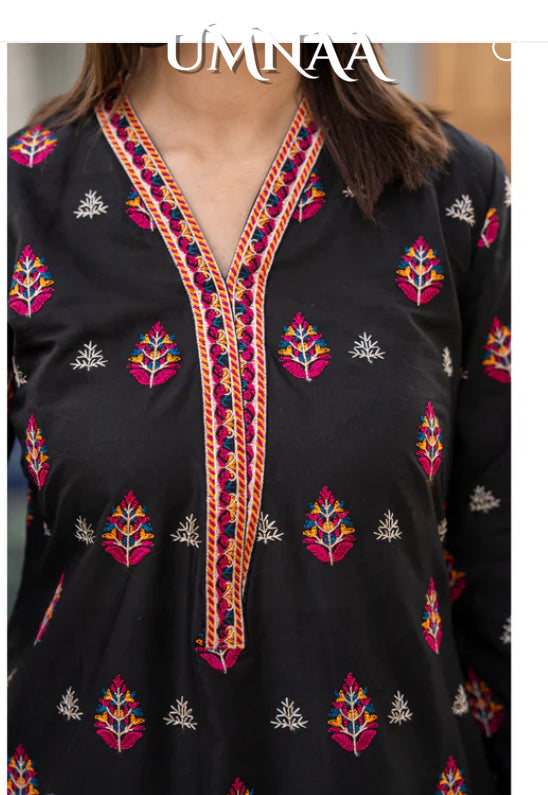 2 Pc Embroidered Lawn Co-Ords Set | Ready to Wear | Umnaa