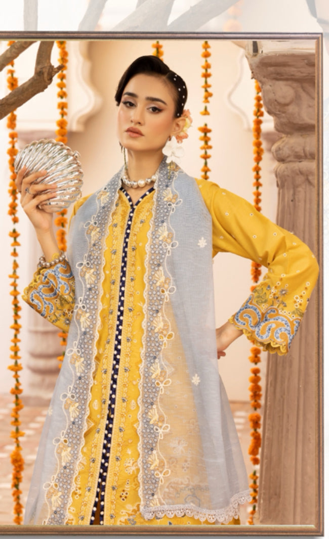 Sahil 3.0 Qalamkar embroidery by Simrans ~ Yellow