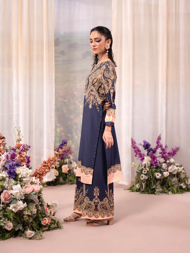 Printed Poly Lawn Summer Co-Ords Ready to Wear | Raniya.h MIDNIGHT BLUSH