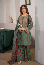 3pc Lawn embroidered suit with Farshi shalwar | ZARNAB | Raniyah.H