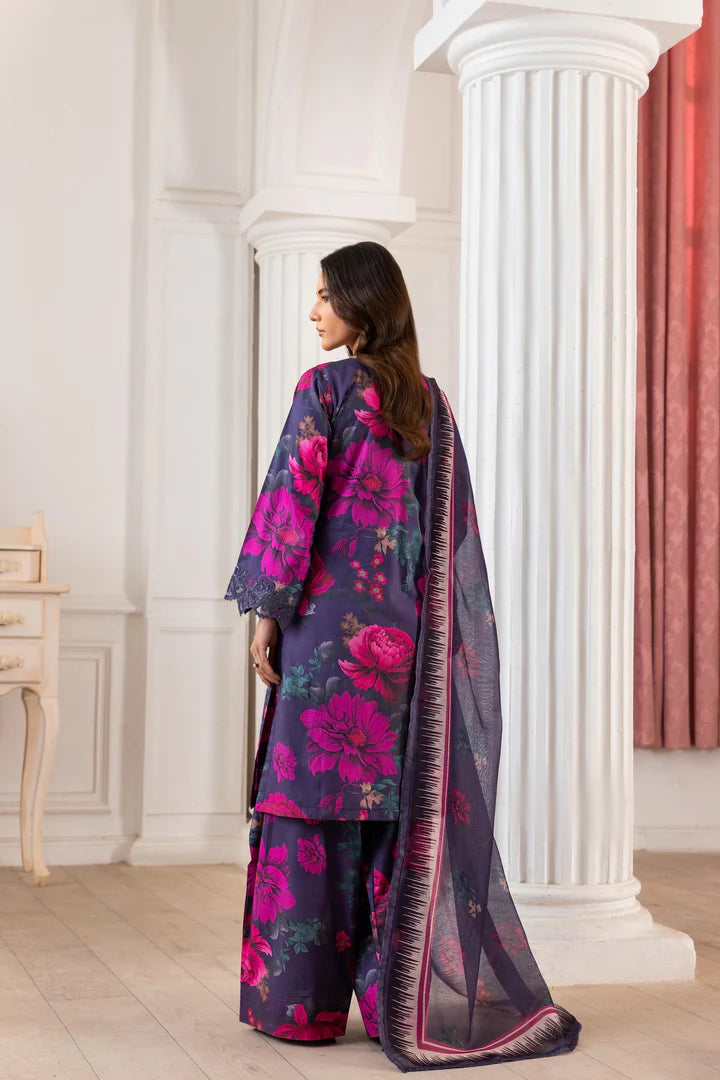 Embroidered Trending Printed Farshi Shalwar Lawn Collection 3 Pc | Raniya.h MIDNIGHT BLOSSOM