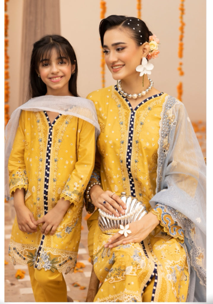 Sahil 3.0 Qalamkar embroidery by Simrans ~ Yellow