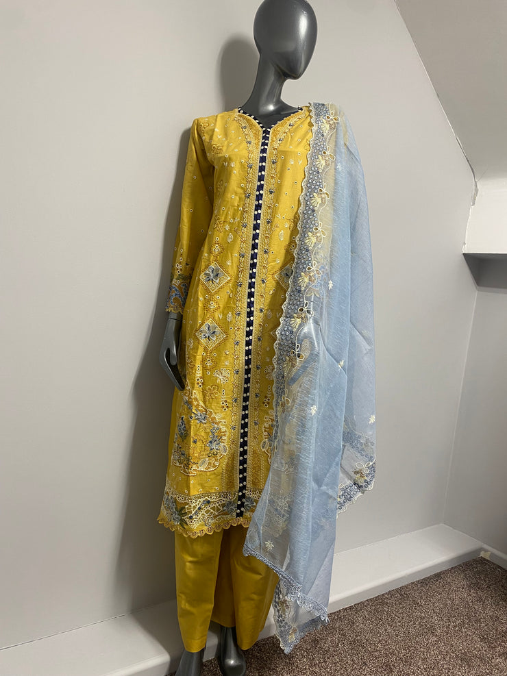 Sahil 3.0 Qalamkar embroidery by Simrans ~ Yellow