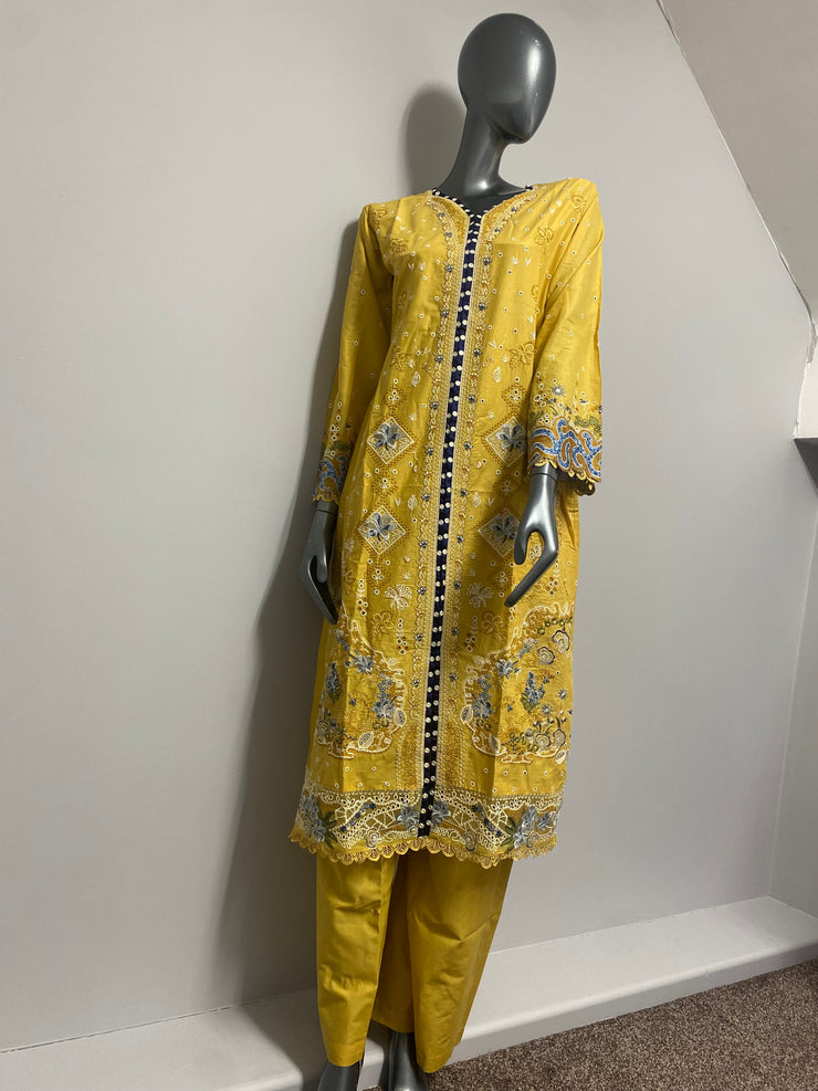 Sahil 3.0 Qalamkar embroidery by Simrans ~ Yellow