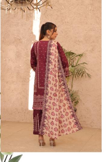 Lawn Embroidered 3 Pcs Collection by Simrans Purple