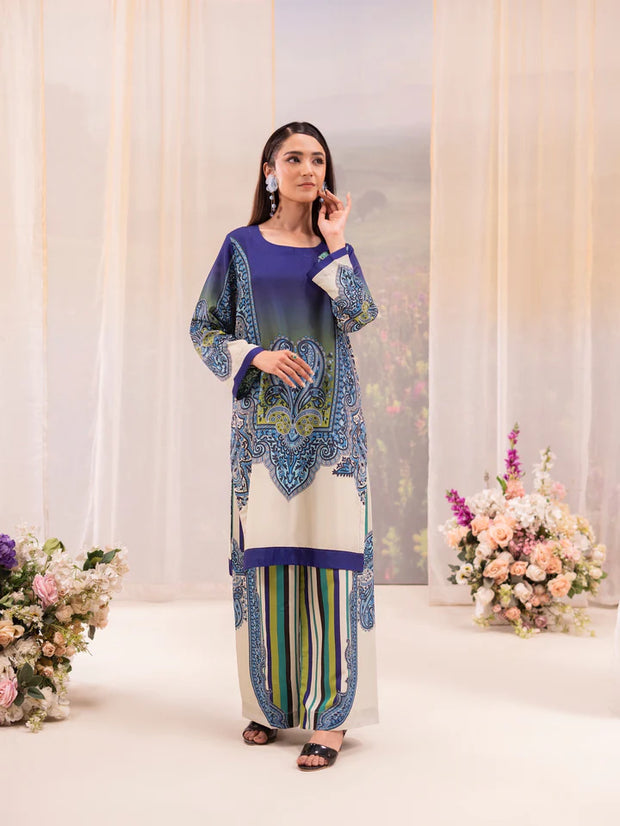 Printed Poly Lawn Summer Co-Ords Ready to Wear | Raniya.h OCEAN MIRAGE