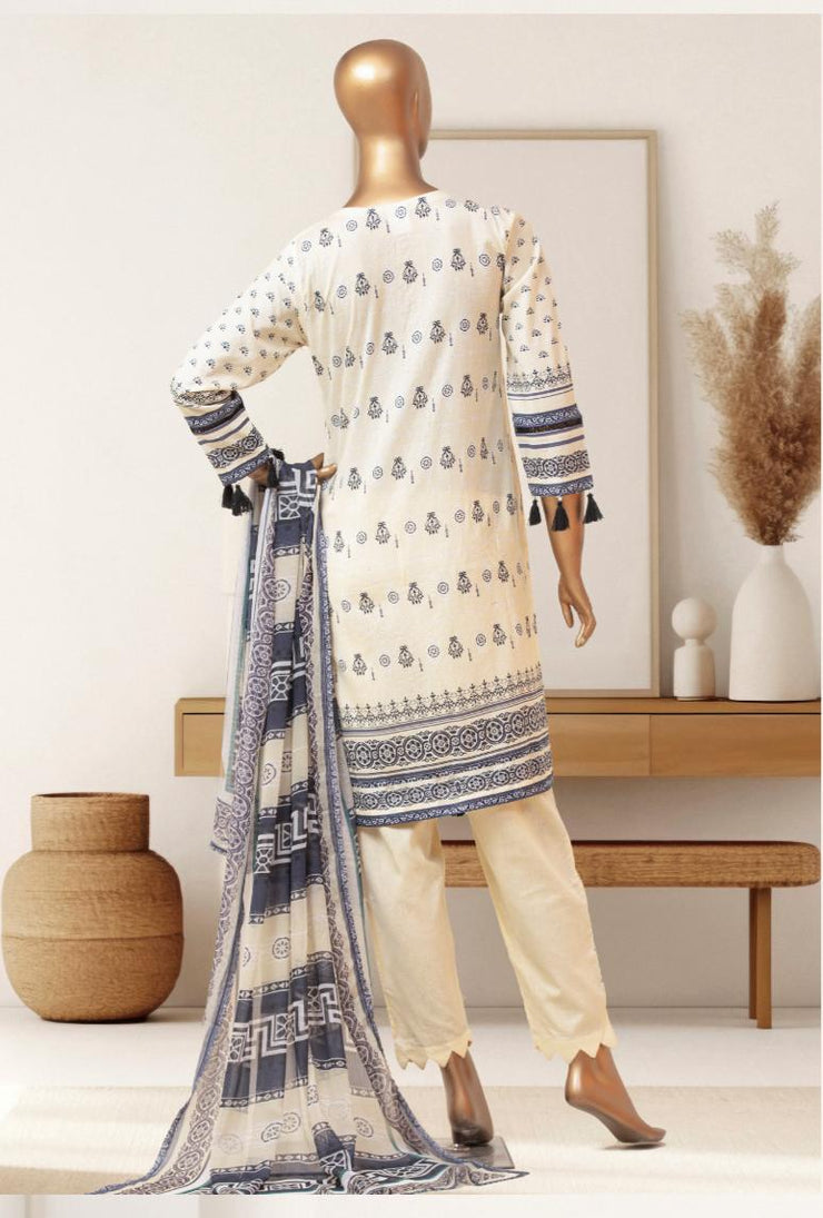 Lawn Embroidered 3 Pcs Collection by Simrans ~ Cream