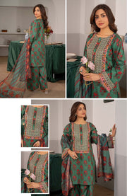 3pc Lawn embroidered suit with Farshi shalwar | ZARNAB | Raniyah.H