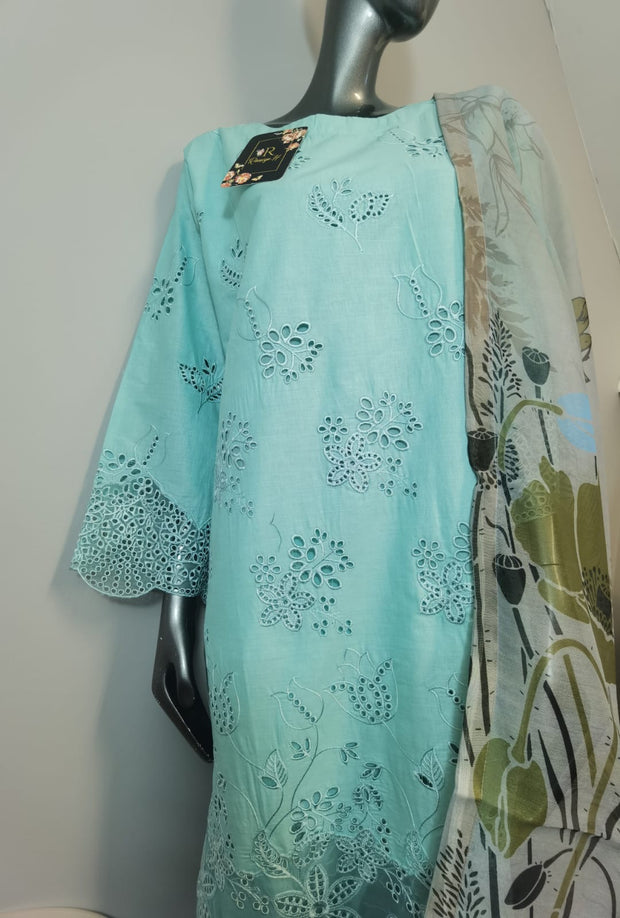 3PC Lawn Embroidered Chikankari Trouser Suit