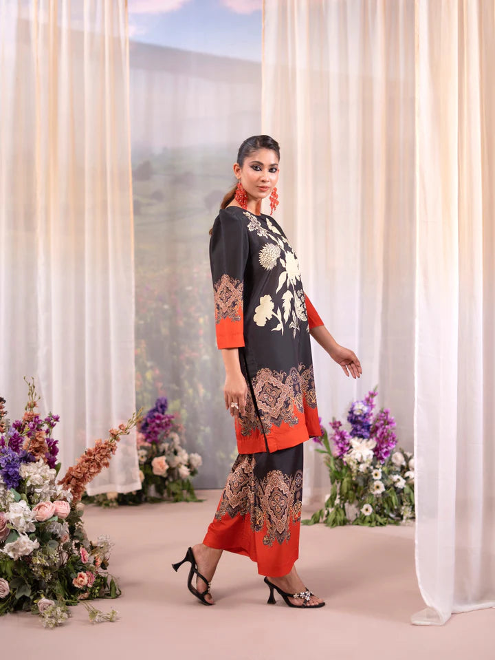Printed Poly Lawn Summer Co-Ords Ready to Wear | Raniya.h CRIMSON EMBER