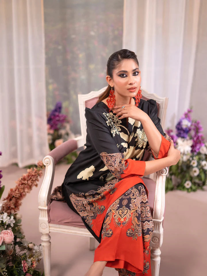 Printed Poly Lawn Summer Co-Ords Ready to Wear | Raniya.h CRIMSON EMBER