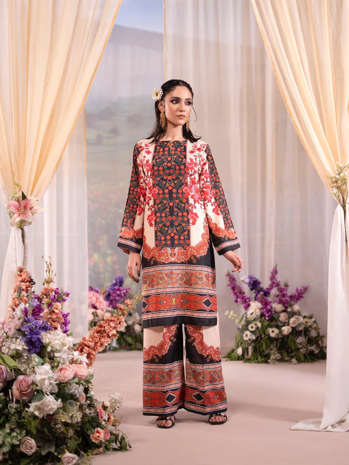 Printed Poly Lawn Summer Co-Ords Ready to Wear | Raniya.h CRIMSON HARMONY