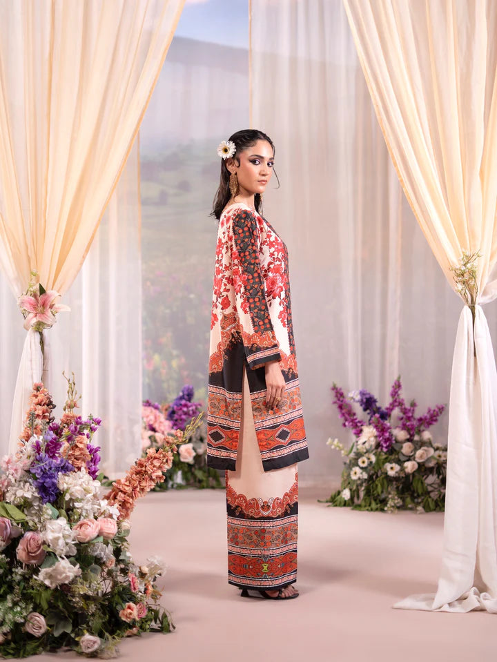 Printed Poly Lawn Summer Co-Ords Ready to Wear | Raniya.h CRIMSON HARMONY