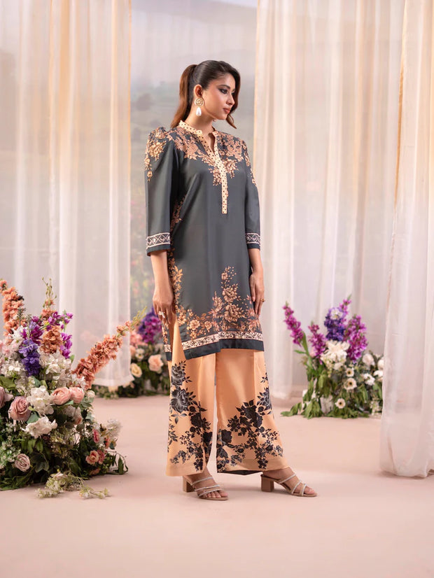 Printed Poly Lawn Summer Co-Ords Ready to Wear | Raniya.h OLIVE NOIR