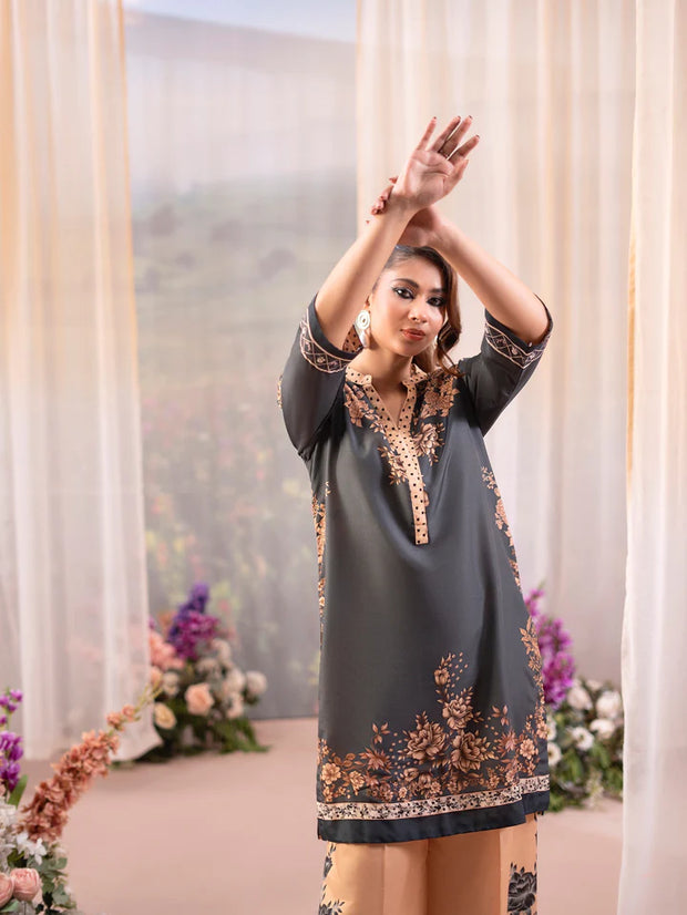 Printed Poly Lawn Summer Co-Ords Ready to Wear | Raniya.h OLIVE NOIR