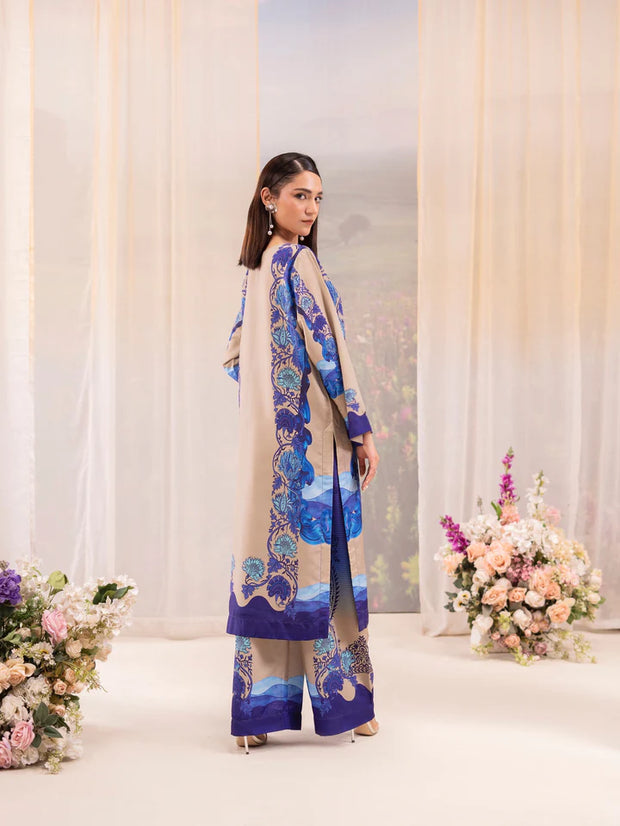 Printed Poly Lawn Summer Co-Ords Ready to Wear | Raniya.h ROYAL AZURE