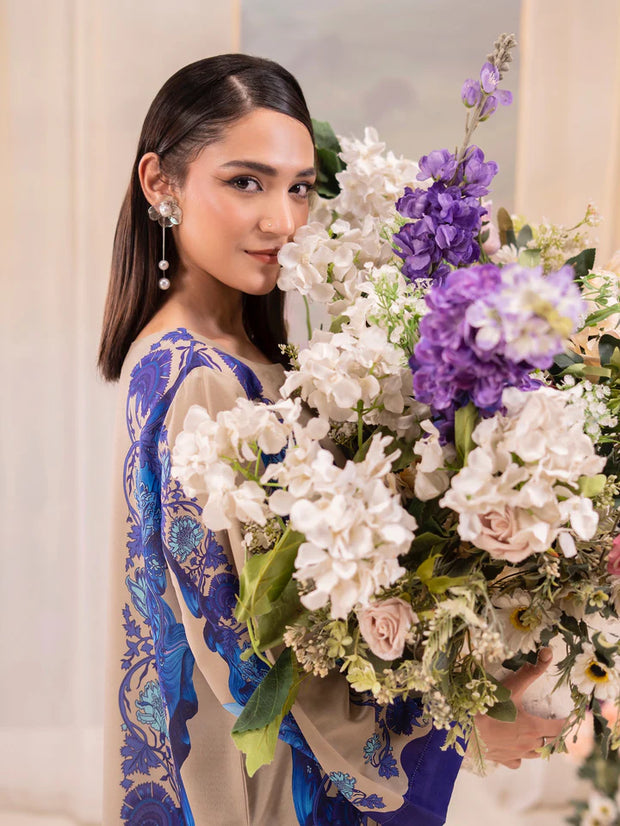 Printed Poly Lawn Summer Co-Ords Ready to Wear | Raniya.h ROYAL AZURE