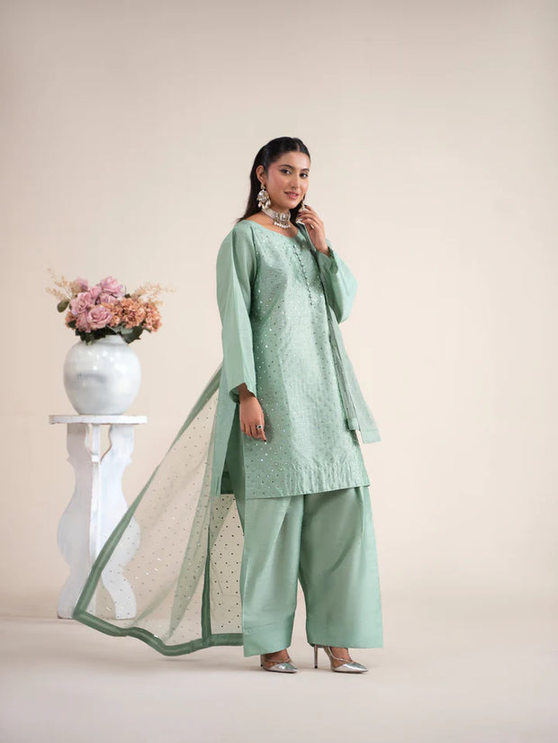 3pc Raw Silk Farshi Shalwar Suit - NOOR-E-HIJR | Raniya.H