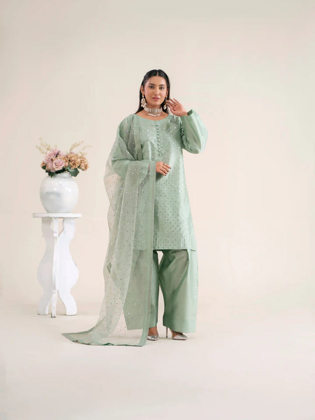 3pc Raw Silk Farshi Shalwar Suit - NOOR-E-HIJR | Raniya.H