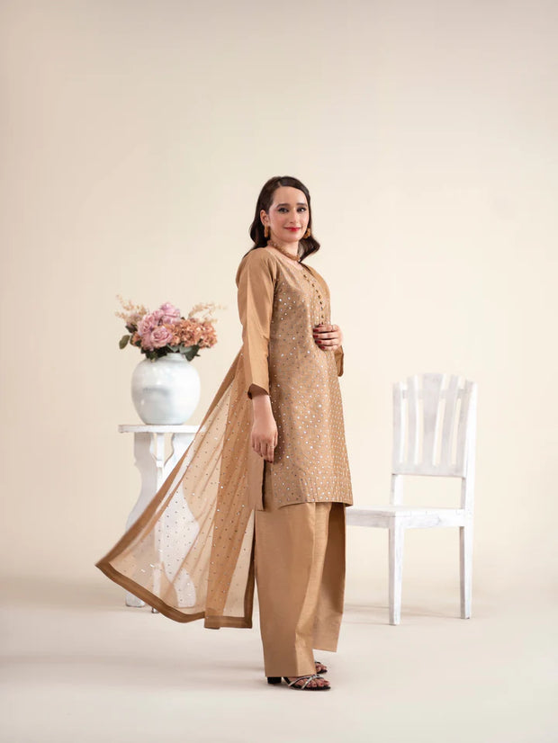 3pc Raw Silk Farshi Shalwar suit | Raniya | ZEENAT-E-SAHAR