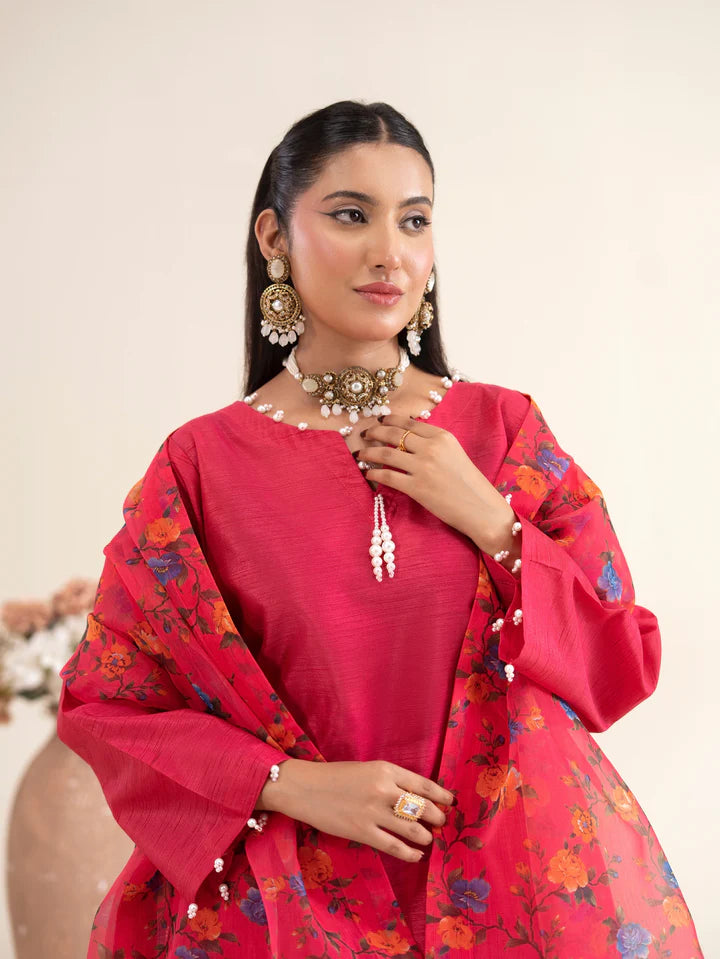 3pc Raw Silk Farshi Shalwar Suit - ROSA