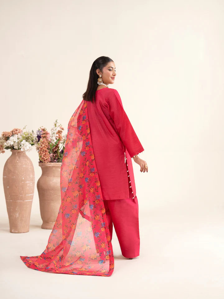 3pc Raw Silk Farshi Shalwar Suit - ROSA