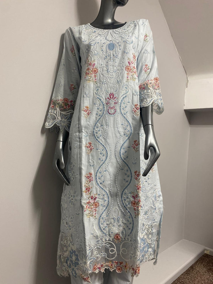 Sahil 3.0 Qalamkar embroidery by Simrans ~ Light Blue