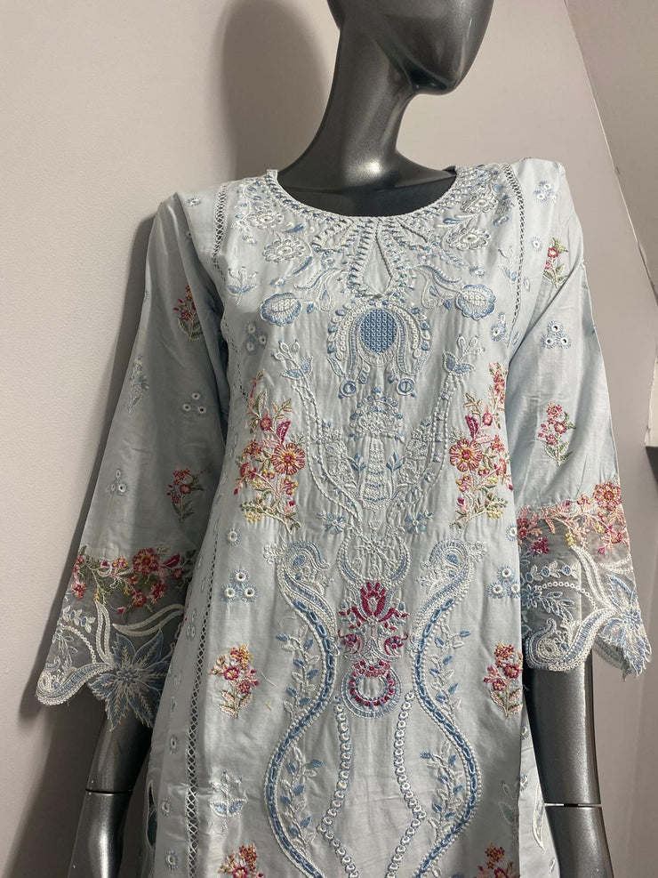 Sahil 3.0 Qalamkar embroidery by Simrans ~ Light Blue