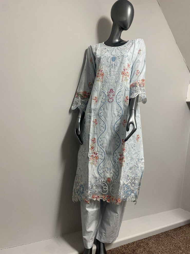Sahil 3.0 Qalamkar embroidery by Simrans ~ Light Blue