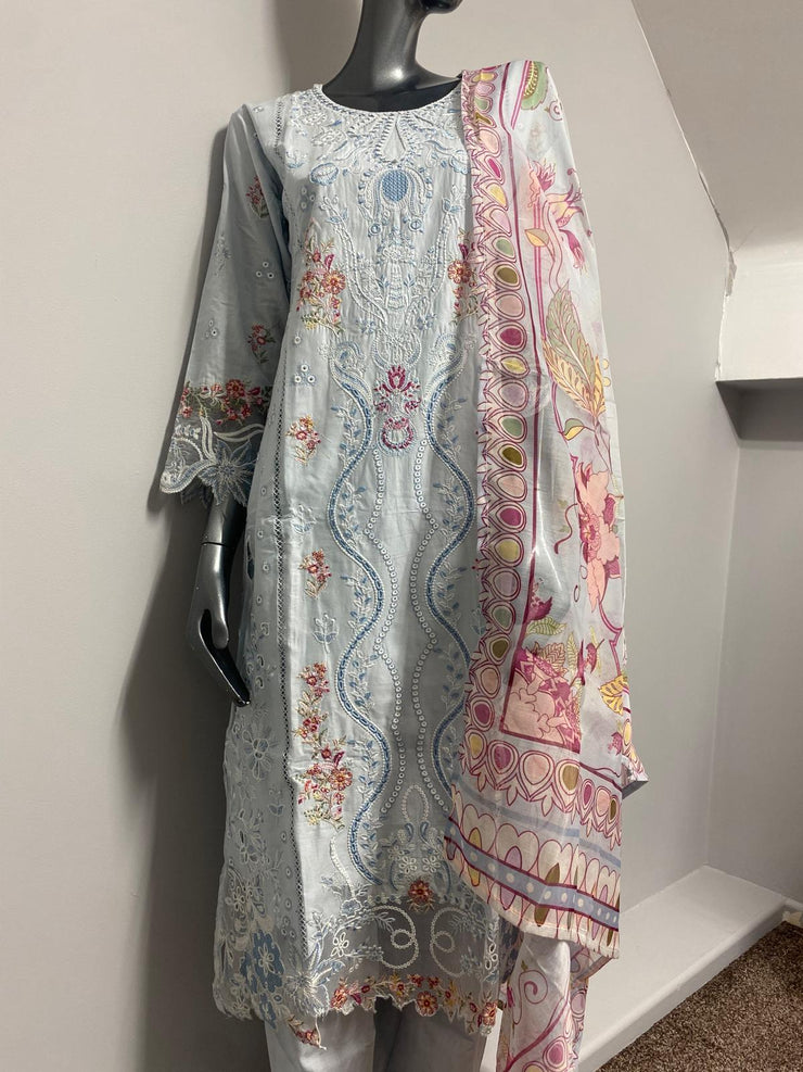 Sahil 3.0 Qalamkar embroidery by Simrans ~ Light Blue
