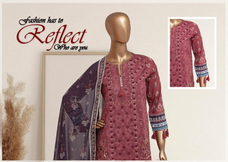 Lawn Embroidered 3 Pcs Collection by Simrans ~ Pink