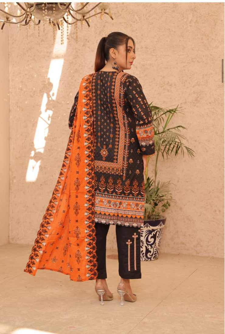 Lawn Embroidered 3 Pcs Collection by Simrans ~ Black