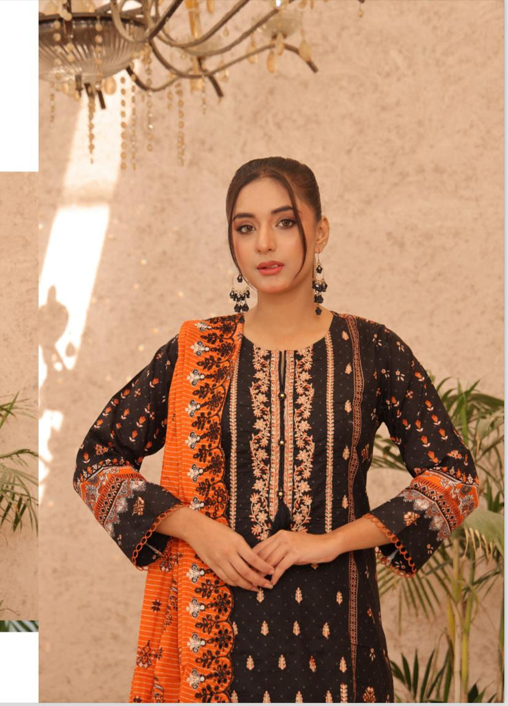 Lawn Embroidered 3 Pcs Collection by Simrans ~ Black