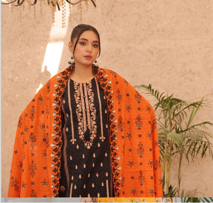 Lawn Embroidered 3 Pcs Collection by Simrans ~ Black