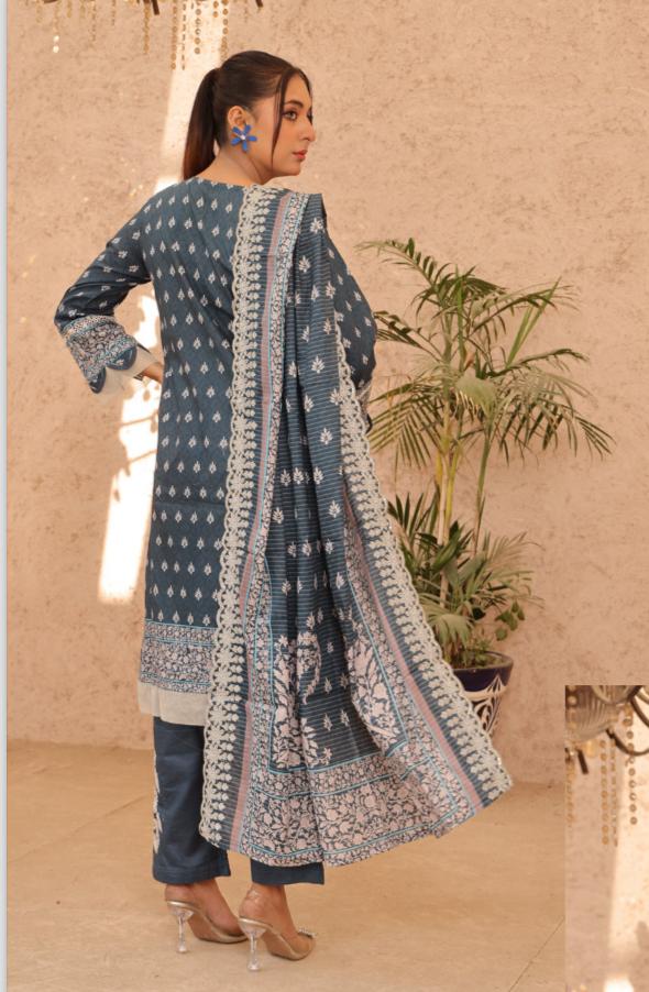 Lawn Embroidered 3 Pcs Collection by Simrans ~ Teal