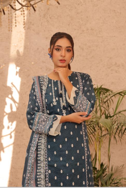 Lawn Embroidered 3 Pcs Collection by Simrans ~ Teal